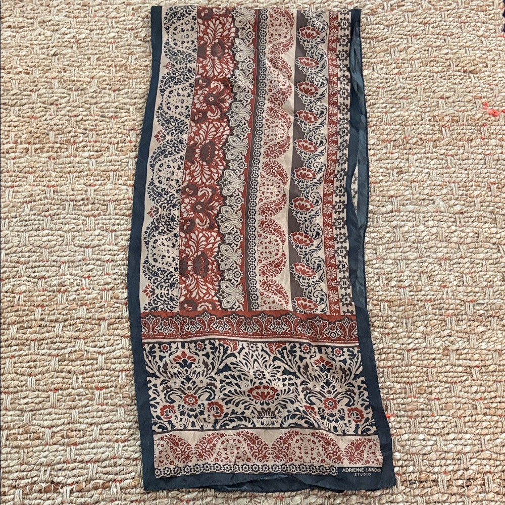 Adrienne Landau Black and Red Patterned Scarf